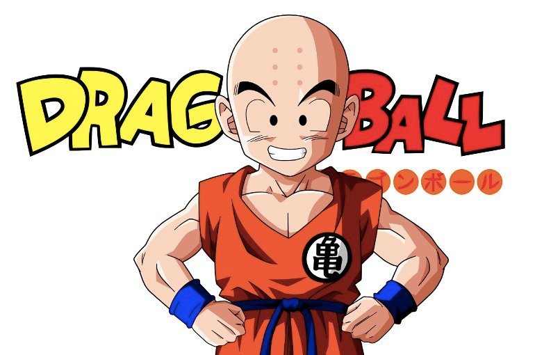 Krillin and Dragon Ball Japanese anime series logo